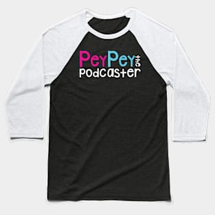 Podcast Logo White Baseball T-Shirt